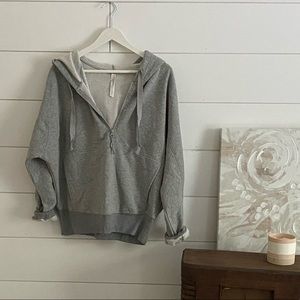 Free People Gray Hoodie Sweatshirt